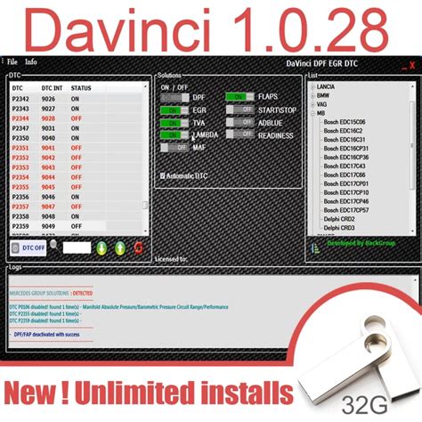 Newest Davinci Pro Dpf Egr Flaps Adblue Off Ecu Software Off