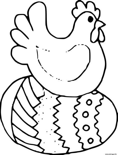 Coloriage Oeuf Et Poule De Paques Dessin Poule à imprimer