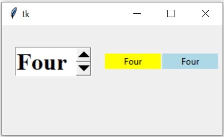 Python Tkinter Spinbox For User Selection Of Element With Options And