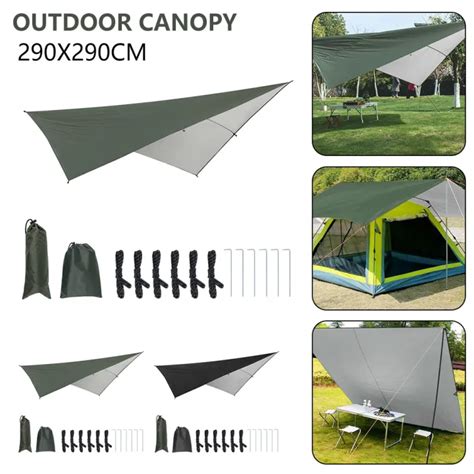 290x290cm Awning Waterproof Tarp Tent Shade Ultralight Garden Canopy