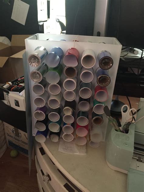 Ikea Bag Holders Snapped Together As Unit To Hold Vinyl Rolls