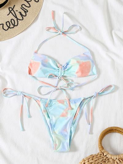 Badu Bg Tie Dye Bikinis Thong Biquinis Bottom Top Bikini Set