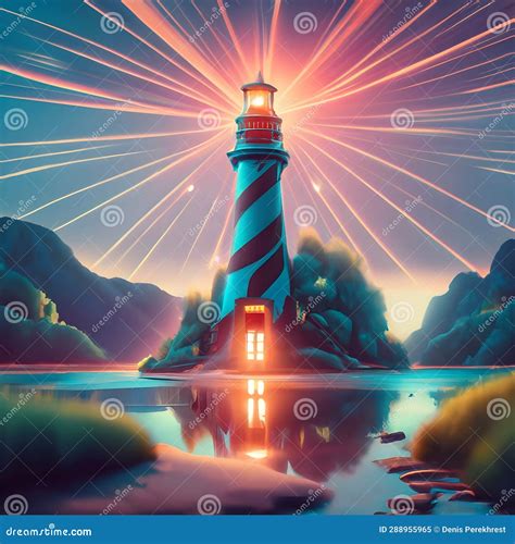 Stunning Futuristic Lighthouse In D Stock Illustration Illustration