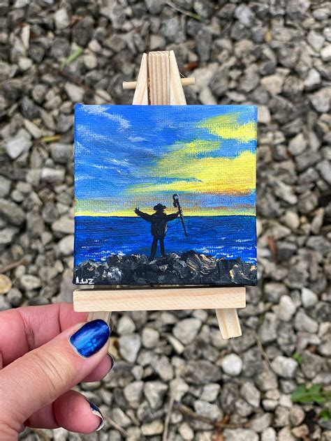 Mini Painting On Canvas Original Mini Artwork With Easel Etsy