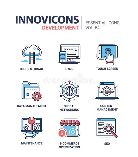 Conjunto De Cones Do Estilo Da Linha Moderna De Desenvolvimento Da Web