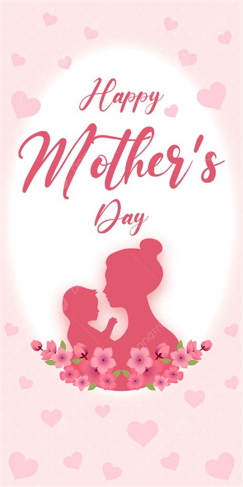 Happy Mothers Day Wallpaper With Heart And Flower Illustration