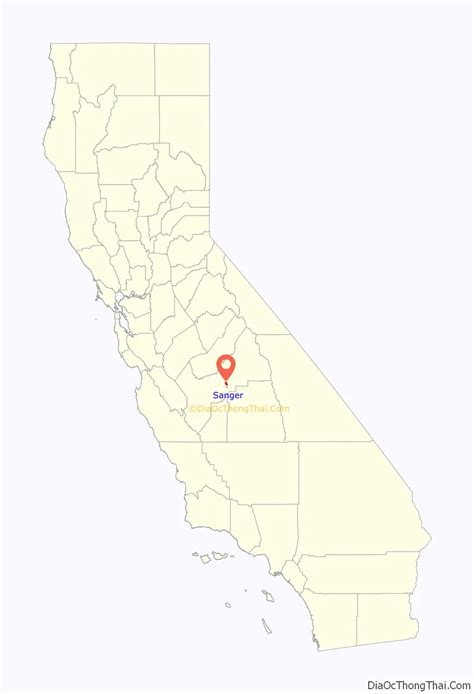 Map of Sanger city, California - Thong Thai Real