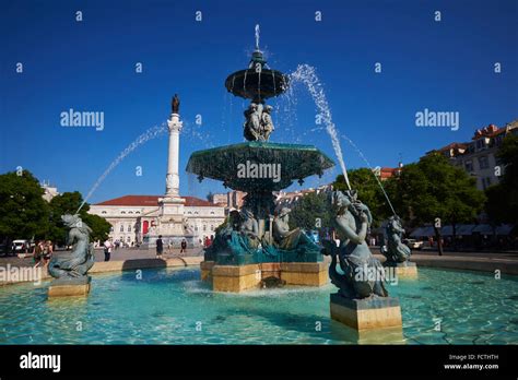 Portugal Lisbon Rossio Square Or Dom Pedro IV Square Stock Photo Alamy