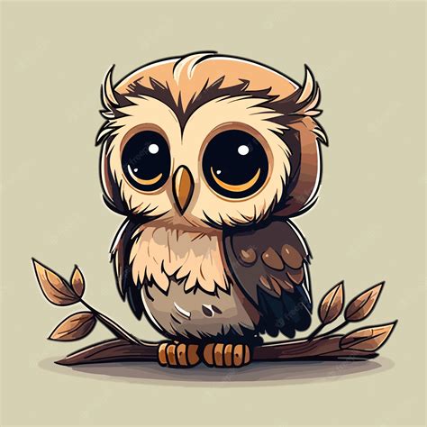 Premium Vector Cartoon Drawing Of A Cute Owl With Big Eyes Sitting On