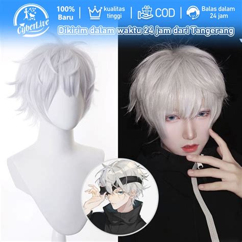 Jual Wig Gojo Satoru Manmei Rambut Palsu Cosplay Anime Jujutsu Kaisen