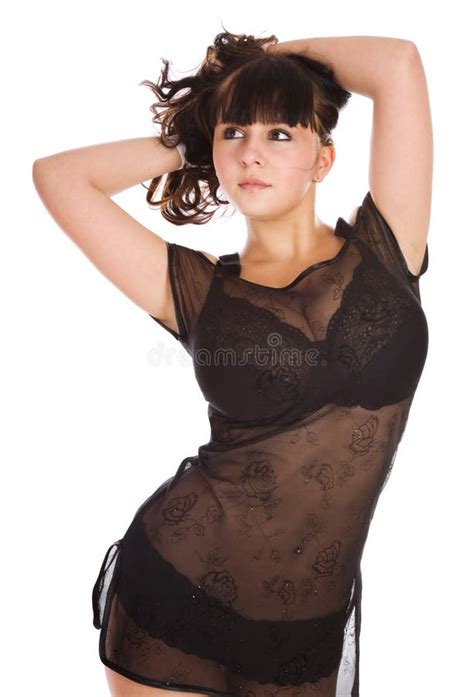 Un Bello Brunette In Vestito Trasparente Sessuale O Immagine Stock Immagine Di Seno Occhi