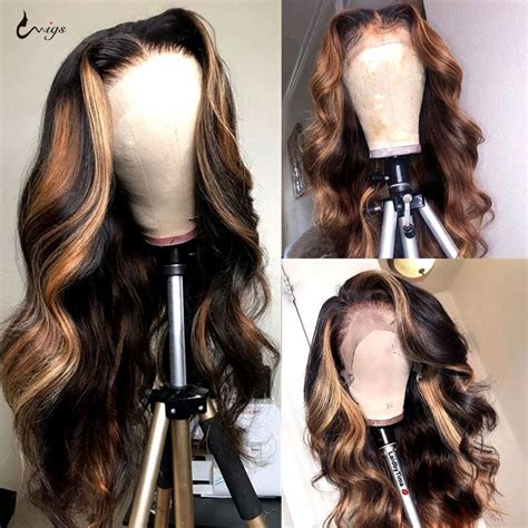 Highlight Wig Brazilian Body Wave Wig Burgundy Lace Front Wigs 1b 27