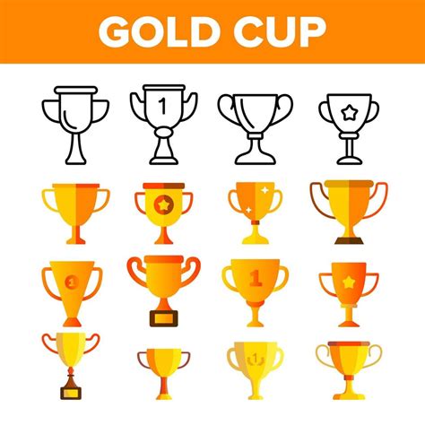 Golden Trophy Cup Vector Color Icons Set 9932825 Vector Art at Vecteezy