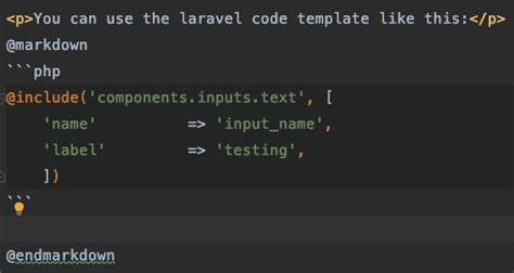 Markdown Show Blade Code Snippet Inside A Laravel Blade View Stack