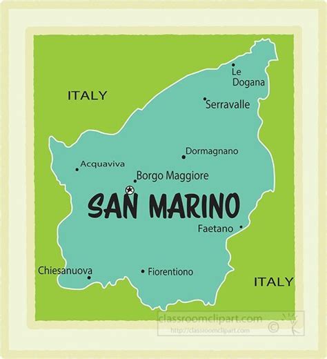 San Marino Country Color Border Map Clipart Classroom Clip Art