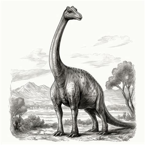 Premium Photo Dinosaur Sketch Hand Drawn Sketched Brachiosaurus Dino