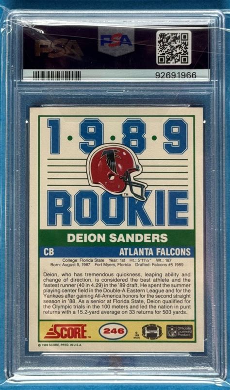 1989 SCORE 246 DEION SANDERS ROOKIE PSA GRADED 7 NM HOFer RC EBay