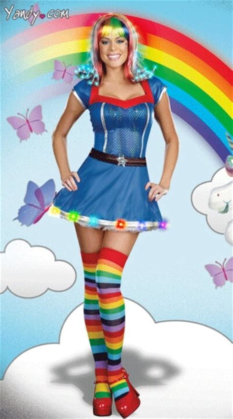 Rainbow Brite Sexy Halloween Costumes Leather Look Dress Rainbow Bright Costumes