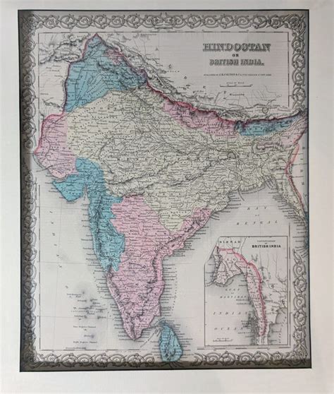 Map Of Hindostan British India By J H Colton Mainely Frames