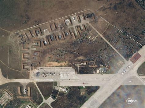 Satellite Pictures Show Devastation At Russian Air Base In Crimea Reuters