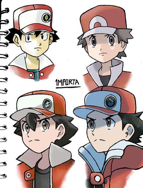 Trainer Red In Different Artstyles By 1mporta On Deviantart