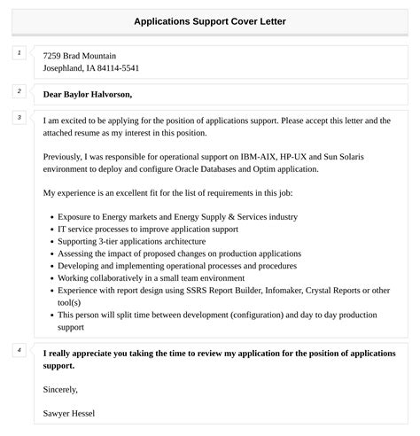 Applications Support Cover Letter Velvet Jobs