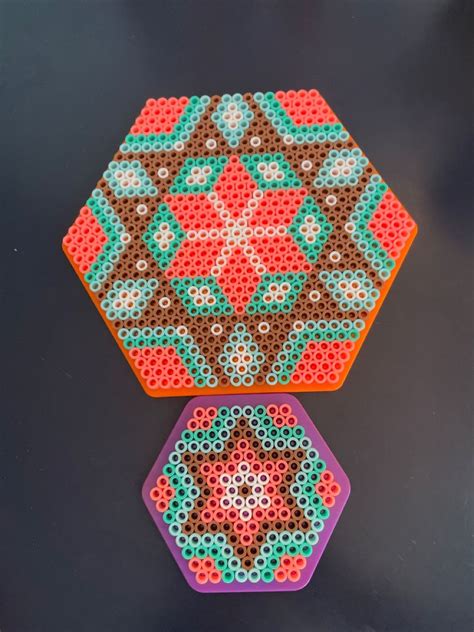 Big And Small Hexagon Pattern In Perler Beads Designs Fuse