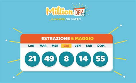 Millionday I Cinque Numeri Vincenti Di Oggi Gioved Maggio