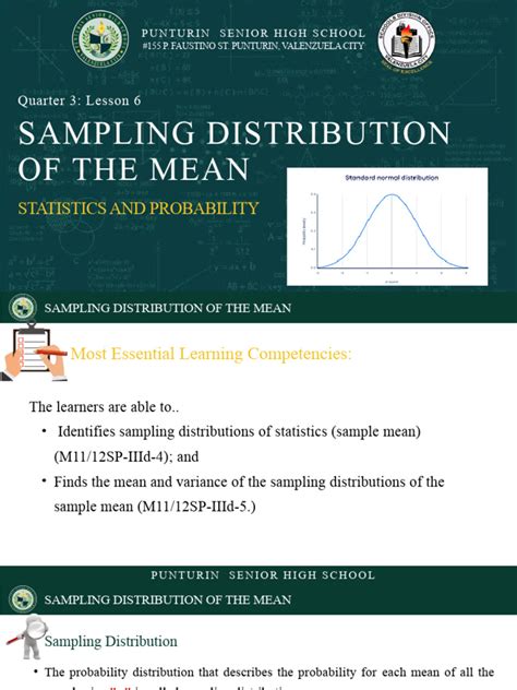 Lesson 6 Sampling Distribution Of The Mean Pdf Mean Sampling Statistics