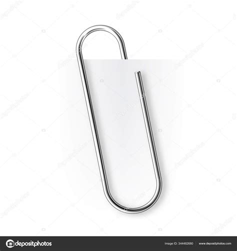 Realistic Tilted Metal Paper Clip Page Holder Binder Vector Illustration Stock Vector Image