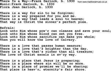 Hymns About God S Forgiveness Title There Is A Way Frank Garlock