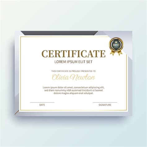 Plantilla De Certificado De Logro Vector Premium