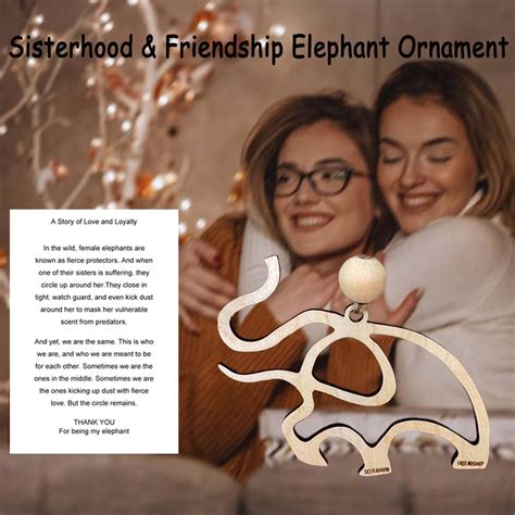 Celnncoe Sisterhood And Friendship Elephant Ornament With Story And Bag