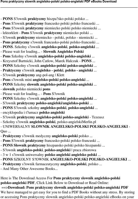 Pons Praktyczny Slownik Angielsko Polski Polsko Angielski PDF PDF