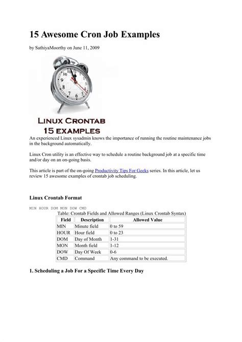 Pdf 15 Awesome Cron Job Examples Dokumentips