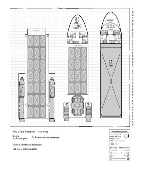 400 DTon Freighter Traveller Rpg Spaceship Design Deck Plans