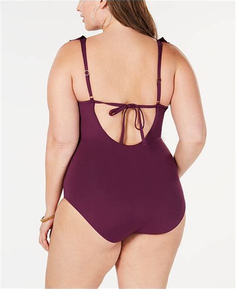 Becca Etc Plus Size Color Code Ruffled One Piece Swimsuit And Reviews Swimwear Plus Sizes Macys