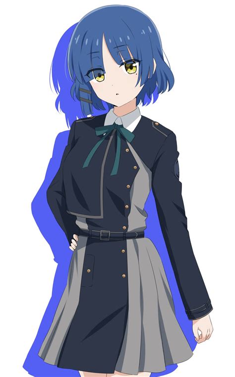 Safebooru 1girl O Belt Blue Belt Blue Dress Blue Hair Bocchi The Rock Collared Shirt