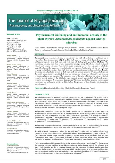 PDF Phytochemical Screening And Antimicrobial Activity Of The Plant