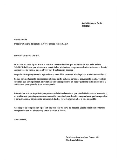 Carta De Excusas Pdf