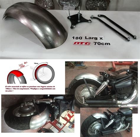 Paralama Traseiro Honda Shadow 750 Pneu Até 180mm De Largura 70cm Acompanha Kit Fixação Banco