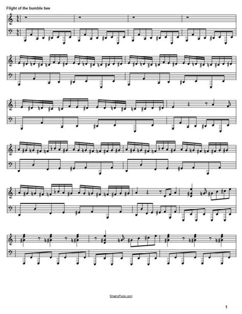 Flight of the bumble bee piano music sheet