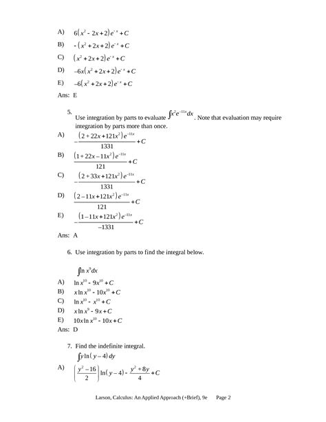 SOLUTION Ch06 Techniques Of Integration Studypool