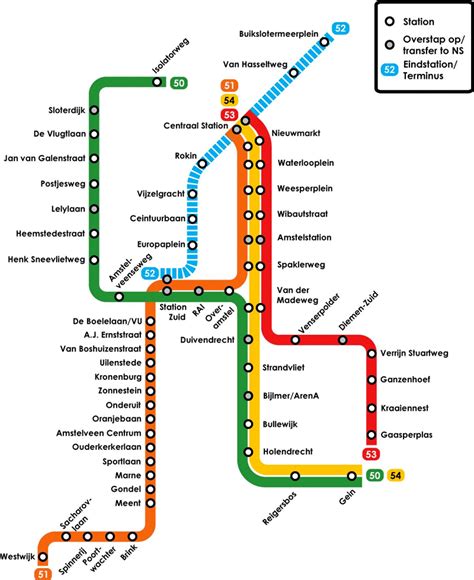 Kaart Metro Amsterdam - kaart