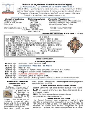 Fillable Online Saintefamille Bulletin De La Paroisse Sainte Famille De