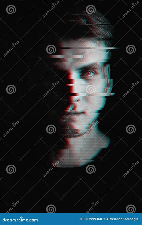 Retrato Preto E Branco De Um Homem Efeito Colateral Foto De Stock