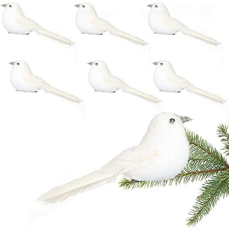 Amazon Artificial White Feather Doves With Clips Pcs Christmas