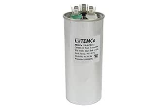 Temco Uf Mfd Vac Volts Round Dual Run Capacitor Hz