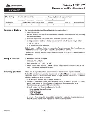 Fillable Online Humanservices Gov Claim For Abstudy Fax Email Print