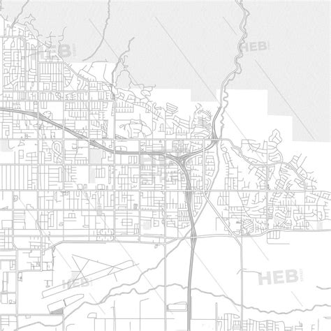 Bright outlined vector map of Highland, California, USA This printable ...